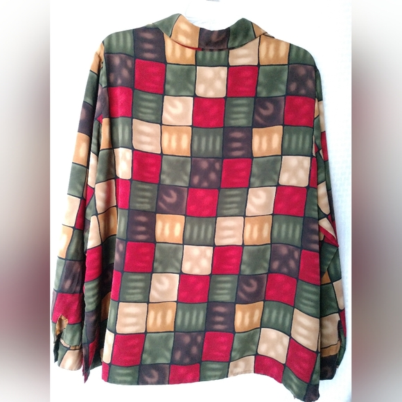 Pretty Notations Woman Blouse Shirt Multicolor Windowpane Check Print 18W - Picture 4 of 4